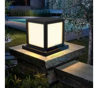HMAKGG Farolas Exterior Jardin, 12W LED Lampara Sobremuro Exterior, 3 Colores Ajustable, IP45 Poste Luces Jardin Sobremuro de Metal para Patio Caminos, Casquillo E27, Square, Negro