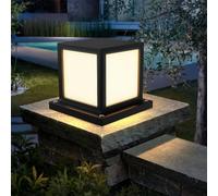 HMAKGG Farolas Exterior Jardin, 15W LED Luces Exterior Sobremuro, 3000K/4000K/6000K, IP65 Lámpara de Jardín Poste Square de Aluminio, E27 Baliza para Camino Terraza Patio Deco, Negro