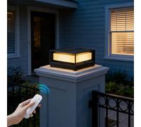 HMAKGG Farolas Exterior Jardín Solar, Luz Sobremuro Exterior con Mando, 5400 mAh, 800 lm, 3 Colores 3000K-6000K, IP65, Farola Solar Exterior de Aluminio para Poste, Patio, Valla y Camino, Negro