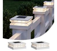 HMAKGG Farolas Solares Exterior, 2 Piezas LED Luces Solares Sobremuro para Poste 9x9 10x10 11x11 12x12 13x13cm, IP44, 3 Colores ＆ 2 Niveles de Brillo, para Jardín Terraza Postes de Madera