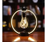HMAKGG Lámpara de Mesa Negro Lámpara de Mesa Levitación Magnética Bombilla, Lámpara de Escritorio Táctil 3000K Lámpara LED Flotante 5W