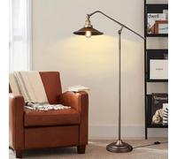 HMAKGG Lámpara de Pie Vintage, Lampara pie Salon Ajustable, Cobre Antiguo Luz de Pie Industrial Retro Lámpara de Suelo Hierro Forjado Nostálgica para Sala de Estar, Dormitorio, Oficina, E27
