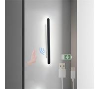 HMASNSEIY Lámpara LED de Interior con Interruptor de Barrido Manual, Sensor de Movimiento, Recargable por USB, Color Negro, Lineal, para mesita de Noche, Tienda (luz cálida, 60 cm)