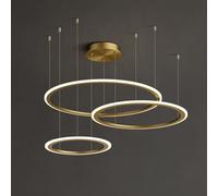 HMASNSEIY Lámparas de araña LED Modernas y Decorativas de 3 Anillos, Circulares, Regulables, para vestíbulo, Entrada, Compatible con Sala de Estar, Minimalistas, extragrandes, Doradas, para Techo.