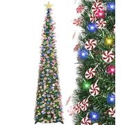 HMASYO Árbol de Navidad Artificial con Lentejuelas 180cm con 100 Luces LED, Temporizador y Control Remoto, Montaje Instantáneo, Alimentación USB - Decoración para Interiores de Casa, Apartamento