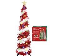 HMASYO Árbol de Navidad desplegable de 5 pies con Temporizador, 50 Luces, árbol de Navidad de oropel, árbol de Navidad Artificial Plegable, decoración de Navidad para Interiores, hogar, apartamento,