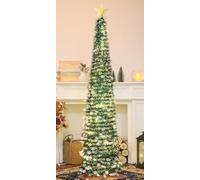 HMASYO Árbol de oropel de Navidad desplegable de 150 cm con Luces - Lentejuelas Coloridas Plegables Artificiales de árboles de lápiz navideño para decoración para el hogar, apartamento, Fiesta