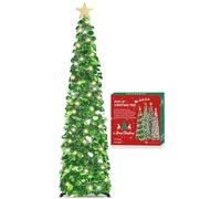 HMASYO Árbol de oropel de Navidad desplegable de 150 cm con Luces - Lentejuelas Coloridas Plegables Artificiales de árboles de lápiz navideño para decoración para el hogar, apartamento, Fiesta