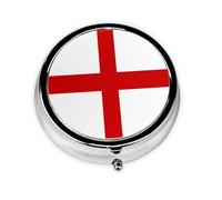HMBGFW Caja de almacenamiento de pastillas con la bandera de Inglaterra, compacta con 3 espacios, pastillero circular portátil de metal, perfecto para viajes, cartera o uso de bolsillo