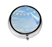 HMBGFW Caja de almacenamiento de píldoras con brillo blanco en todas partes, compacta con 3 espacios, pastillero circular portátil de metal, perfecto para viajes, cartera o uso de bolsillo