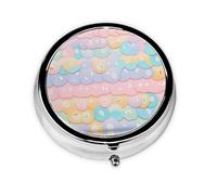 HMBGFW Caja de almacenamiento de píldoras de rompecabezas colorida irregular, compacta con 3 espacios, pastillero circular portátil de metal, perfecta para viajes, cartera o uso de bolsillo