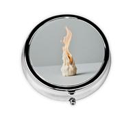 HMBGFW Caja de almacenamiento de píldoras Magic Fire, compacta con 3 espacios, pastillero circular portátil de metal, perfecta para viajes, cartera o uso de bolsillo