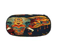 HMBGFW Dress up a beautiful elephant Cute Pencil Case - Estuche para lápices rosa y negro, diseño de impresión completa, tela Oxford 300D