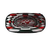 HMBGFW Estuche cuadrado para lápices con diseño de rompecabezas rosa y negro, diseño de impresión completa, tela Oxford 300D