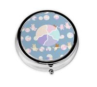 HMBGFW Happy Cartoon World - Pastillero compacto con 3 espacios, portátil, circular, de metal, perfecto para viajes, cartera o bolsillo