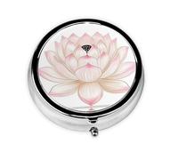 HMBGFW Hermosas flores de loto en el estanque, caja de almacenamiento de pastillas, compacta con 3 espacios, pastillero circular portátil de metal, perfecto para viajes, cartera o uso de bolsillo