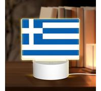 HMBGFW Luz nocturna rectangular de acrílico con bandera griega, luces nocturnas con 3 modos de luz, puerto USB, perfecta para dormitorios y baños