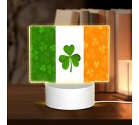 HMBGFW Luz nocturna rectangular de acrílico con bandera irlandesa, luces nocturnas con 3 modos de luz, puerto USB, perfecta para dormitorios y baños