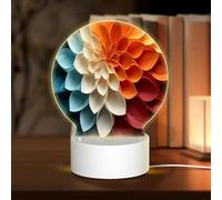 HMBGFW Luz nocturna redonda de acrílico con flores plegadas a mano, luces nocturnas con 3 modos de luz, puerto USB, perfecta para dormitorios y baños