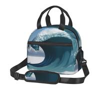 HMBGFW Monstruos gigantes en las olas Bolsa de almuerzo aislada para mujer, duradera, impermeable y portátil, llevar correas cruzadas
