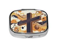 Hmbgfw Organizador de pastillas, mini pastillero con 2 compartimentos, perfecto para viajes, cartera o uso de bolsillo, organizador diario ideal para un fácil acceso y comodidad ligera, crucifixión