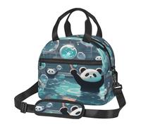 HMBGFW Panda jugando en una piscina lonchera aislada para mujer, duradera, impermeable y portátil, con correas cruzadas