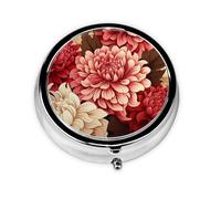 HMBGFW Pastillero de flores que florecen gradualmente, compacto con 3 espacios, pastillero de metal circular portátil, perfecto para viajes, cartera o uso de bolsillo