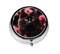 HMBGFW Pastillero para gatos (2) - Compacto con 3 espacios - Pastillero de metal circular portátil - perfecto para viajes, cartera o uso de bolsillo