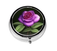 HMBGFW Roses in Bloom - Caja de almacenamiento de pastillas compacta con 3 espacios, pastillero circular portátil de metal, perfecto para viajes, cartera o uso de bolsillo