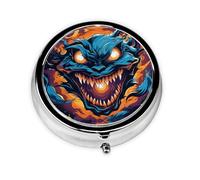 HMBGFW The Dragon's Roar - Caja de almacenamiento de pastillas compacta con 3 espacios, pastillero circular portátil de metal, perfecta para viajes, cartera o uso de bolsillo