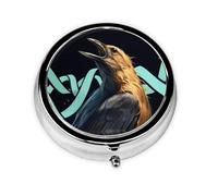HMBGFW The Evolution of the Eagle - Caja de almacenamiento de pastillas compacta con 3 espacios, pastillero circular portátil de metal, perfecto para viajes, cartera o uso de bolsillo