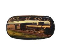 HMBGFW The Flying Train - Estuche para lápices rosa y negro, diseño de impresión completa, tela Oxford 300D