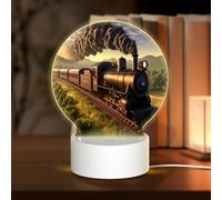 HMBGFW The Flying Train - Luz nocturna redonda acrílica con 3 modos de luz, puerto USB, perfecta para dormitorios y baños