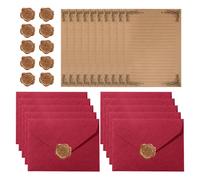 HMCEY 10 PCS Papel Carta Vintage con Sobre,Papel Cartas y Sobres Bonitos,Kit para Escribir Cartas,Papeleria Vintage con 10 Pegatinas de Sello de Cera,Papeles Antiguos de Escritura para Invitaciones