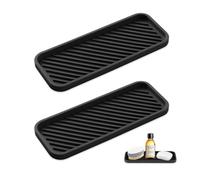 HMCEY 2 Pieza Organizador Fregadero Silicona,Esterilla de Goteo de Silicona,Bandeja para Estropajo Cocina,Porta Estropajos Negro,Soporte para Esponja Antideslizante,Alfombrilla Drenaje Fregadero