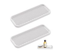 HMCEY 2 Pieza Organizador Fregadero Silicona,Esterilla de Goteo de Silicona,Bandeja para Estropajo Cocina,Porta Estropajos Blanco,Soporte para Esponja Antideslizante,Alfombrilla Drenaje Fregadero