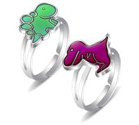 HMCEY 2 Piezas Anillos de Humor Dinosaurio,Emociones Anillo Cambia Color Niña,Temperatura Anillo de Sentimientos,Mood Ring Kids,Animal Ajustables Anillos de Estado de Animo para Niños y Niñas
