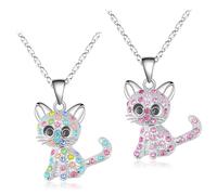 HMCEY 2 Piezas Collar Niña Gato,Colgantes de Gatos,Collar de Amistad,Collars Mujeres Regalo Bodas,Collars Collares Lindos para Cumpleaños,Diamantes,Mejores Amigas,Navidad,Aniversario,Fiesta Graduación