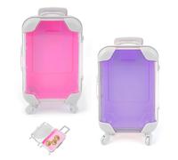 HMCEY 2 Piezas Maleta de Viaje en Miniatura 12.5 X 7.5 X 3.5 CM,Mini Maleta Caja Regalo,Maletas de Juguete Pequeña,Hucha de Viaje,Equipaje en Miniatura Plastico,Equipaje Creativa Dinero para Niños