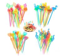 HMCEY 200 Piezas Palillos para Aperitivos de Plástico,Palillos para Brochetas,Palillo Decorativos,Brochetas de Frutas Reutilizables,Palitos de Coctel Multicolor,Palitos Fiesta para Tortas,Snacks