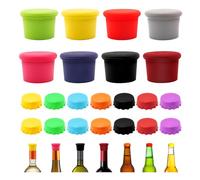 HMCEY 22 Piezas Tapones Botellas Cristal,Tapon Botella Vino Silicona,Tapones para Botellas de Cerveza de Colores,Tapon Champagne Bottle Stopper,Tapons Universales Botella para Aceite,Jugo,Zumo
