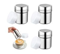 HMCEY 4 Piezas Espolvoreador de Cacao en Polvo,Espolvoreador Azucar Glass,Dispensador de Canela en Polvo,Sugar Shaker,Tamizador Cacao con Tapa,Tamizador de Harina Acero Inoxidable para Restaurante