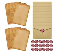 HMCEY 48 Piezas Papel Carta Vintage con Sobre,Papel Carta Antiguo,Kit Para Escribir Cartas,Writing Paper And Envelopes,Letter Paper Stationery,Papeles de Escritura con 16 Pegatinas Sellos de Cera