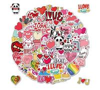 HMCEY 50 Pcs Pegatinas de San Valentín,Impermeables Pegatinas Scrapbooking Amor,Ordenador Stickers Aesthetic Book,Pegatina Bullet Journal,Book Lover Stickers para Movil,Pegatina Adhesivas Decorativas