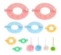 HMCEY 8 PCS Kit de Herramientas para Hacer Pompones 4 Tamaños,Maquina para Hacer Pompones Manualidades,Pom Pom Maker,Fluff Ball Weaver Needle,Herramientas de Tejer para Creativas Pompon para Muñecas