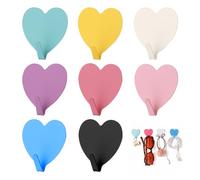 HMCEY 8 Piezas Ganchos Adhesivos Corazón,Perchas Adhesivas Baño Acero Inoxidable,Colgador Pared Adhesivo,Adhesive Hooks,Percha Sin Agujeros para Pared para Dormitorio, Salón, Ducha - 8 Colores