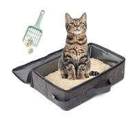 HMCEY Arenero para Gatos Plegable 40 X 30 X 15 CM,Arenero Portatil Viaje Gatos,Caja de Arena para Gato con Pala y Tapa,Cat Litter Box,Areneros Gato Cubierto Impermeable para Camping, Casa, Viaje