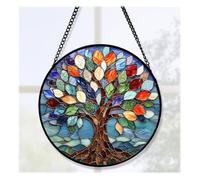 HMCEY Atrapasol Acrilico 20 X 20 CM,Atrapasoles Colgantes,Suncatcher con Cadena para Colgar,Decoración Ventana Colgar,Árbol de La Vida Decoración Pared Colorido para Ventanas, Pared, Sala de Estar
