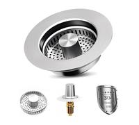 HMCEY Colador Fregadero de Cocina,Filtro Desague Fregadero Tapón,Colador de Drenaje de Acero Inoxidable,Tapones de Desagüe Lavabo,Kitchen Sink Drain Strainer,Rejilla Ducha Pelos para Bañera-Plateado