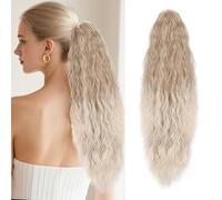HMCEY Coleta Postiza Pelo Ondulado 76 CM,Cola de Caballo Extensiones,Ponytail Hair Extensiones de Pelo Ondulado,Trenza Postiza Mujer con Cordón,Coleta de Cabello Sintetico para Mujer, Niña